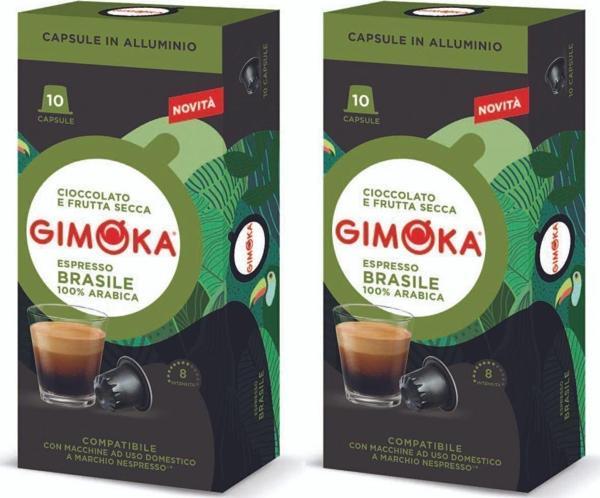 Gimoka Nespresso Uyumlu Alüminyum Kapsül Kahve Brasile 10'Lu  X  2 Adet - Yoğunluk 8 - Image 1