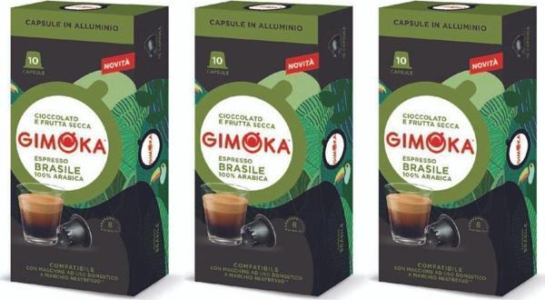 Gimoka Nespresso Uyumlu Alüminyum Kapsül Kahve Brasile 10'Lu  X  3 Adet - Yoğunluk 8 - Image 1