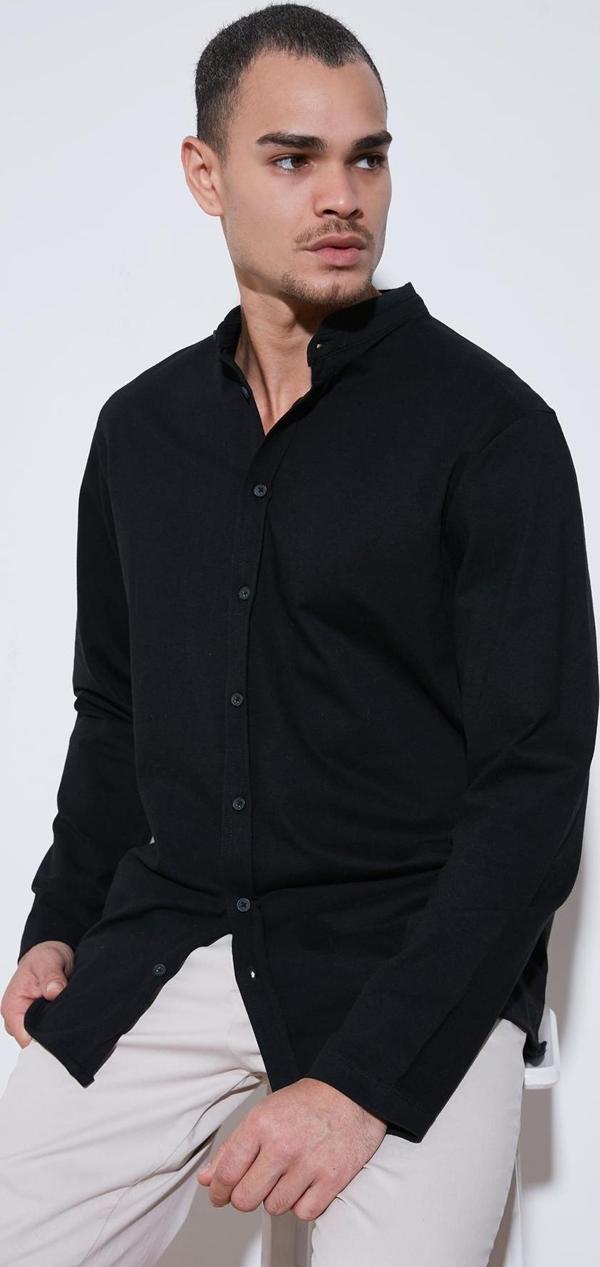 Buratti % 100 Pamuk Slim Fit Hakim Yaka Erkek Gömlek 5902800 SİYAH - Image 1