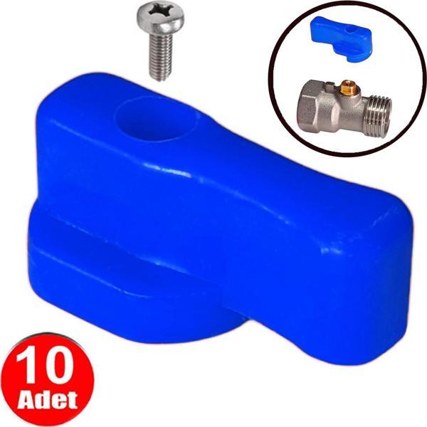 Mavi Plastik Mini Küresel Vana Başlığı Kollektör Kolu Ara Musluk Kelebek Başı -10 Adet - Image 1