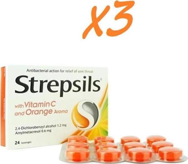 Strepsils_C Vitaminli Portakal Aromalı 24 Pastil - 3 Kutu - Image 1