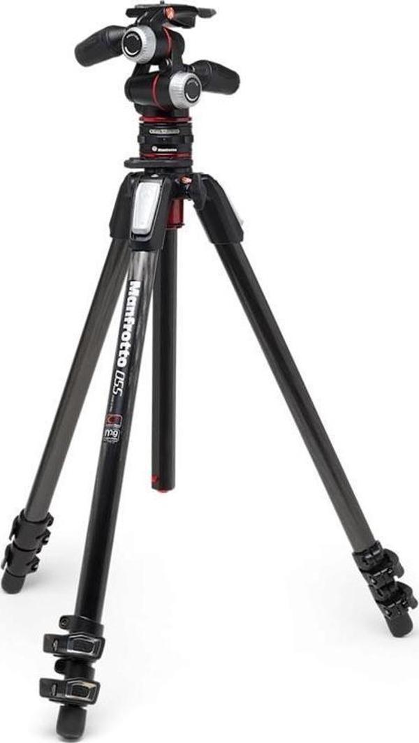 Manfrotto MK055CXPRO33WQR 055 Carbon 3-Section Tripod with 3-Way Head + MOVE - Image 1