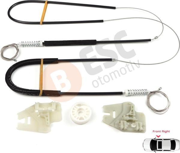 BMW 3 Seri E46 1998-2001 4/5 Kapı İçin Ön Sağ Kapı Cam Kriko Seti - Image 1