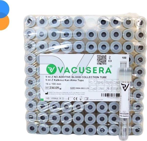 Vacusera Vakumlu Boş Tüp 9 ML (Gri Kapak) 100'lü Paket - Image 1