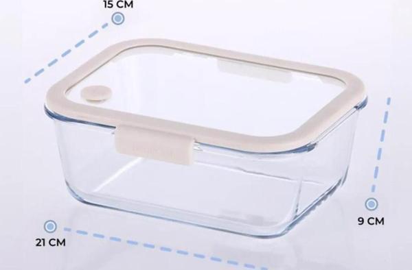Neoflam Fika Glace Vakumlu Cam Saklama Kabı 1200 ML Bej - Image 1