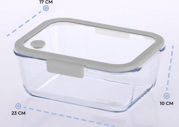 Neoflam Fika Glace Vakumlu Cam Saklama Kabı 1200 ML Gri - Image 1