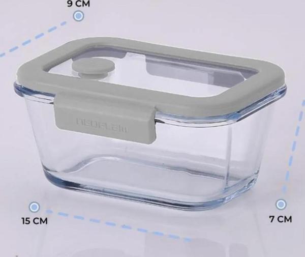 Neoflam Fika Glace Vakumlu Cam Saklama Kabı 460 ML Gri - Image 1