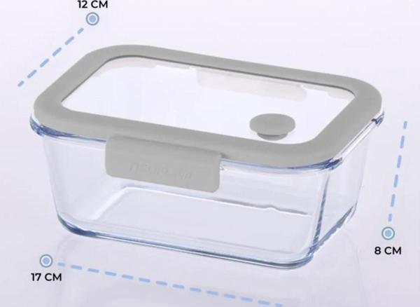 Neoflam Fika Glace Vakumlu Cam Saklama Kabı 800 ML Gri - Image 1