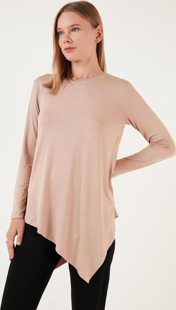 Lela Asimetrik Kesim Bisiklet Yaka Bayan Bluz 5863545 BİSKÜVİ - Image 1