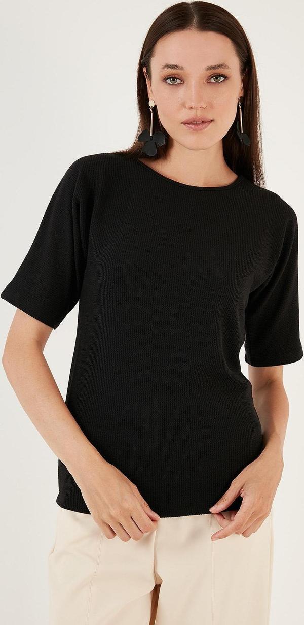 Lela Esnek Regular Fit Bisiklet Yaka Bayan Bluz 5865345 SİYAH - Image 1
