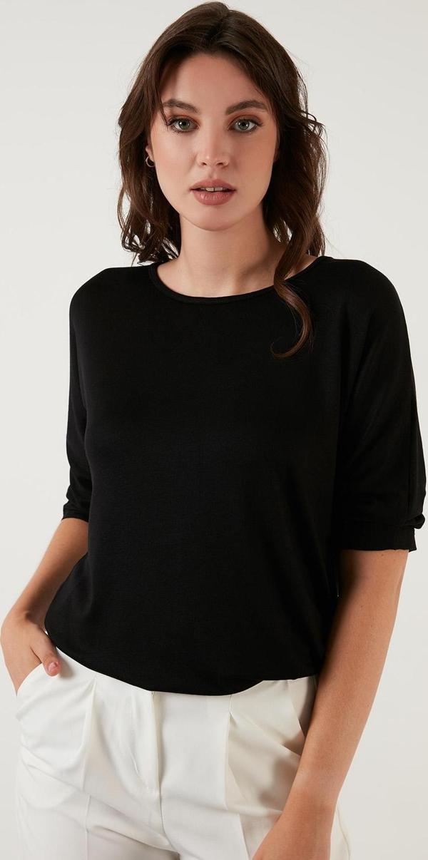 Lela Truvakar Kol Bisiklet Yaka Basic Pamuklu Bayan Bluz 5863589 SİYAH - Image 1