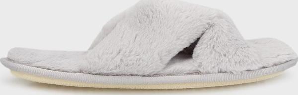 Lela Yumuşak Dokulu Çapraz Peluş Bayan Terlik 6722001 GRİ - Image 1