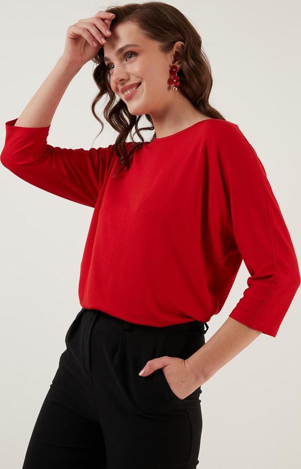 Lela Bisiklet Yaka Truvakar Kol Bayan Bluz 5861416Y KIRMIZI - Image 1