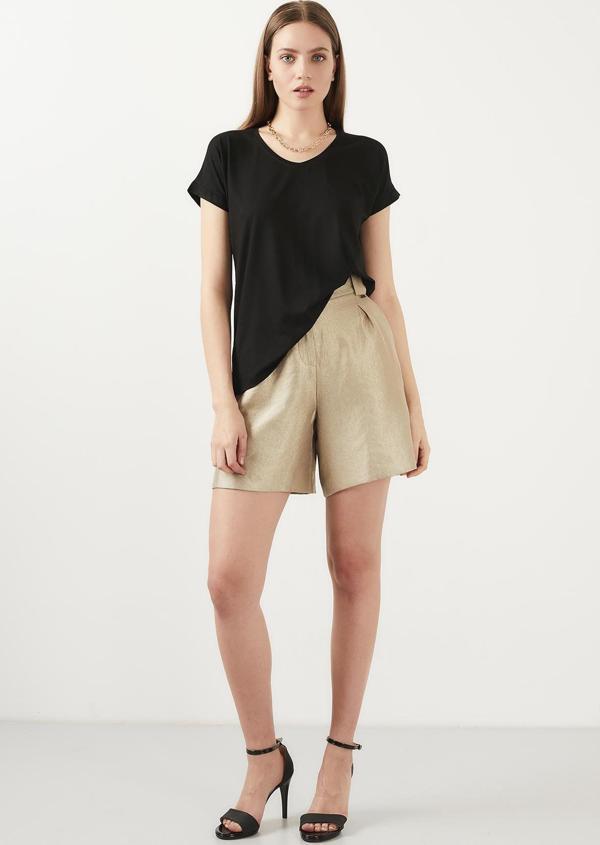 Lela V Yaka Rahat Kesim Bayan Bluz 5862000 SİYAH - Image 1