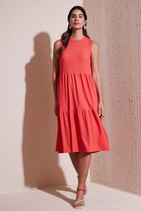 Lela Regular Fit Kolsuz Midi Bayan Elbise 5865658 KOYU ORANJ - Image 1
