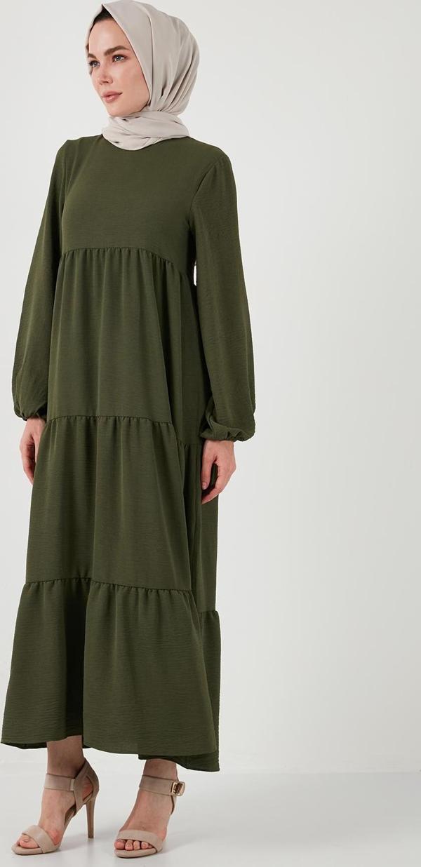 Lela Modest Regular Fit Dik Yaka Uzun Bayan Elbise 611EL545 HAKİ - Image 1