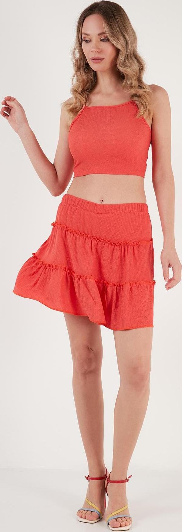 Lela Beli Lastikli Mini Bayan Şort Etek 5865038 NAR ÇİÇEĞİ - Image 1