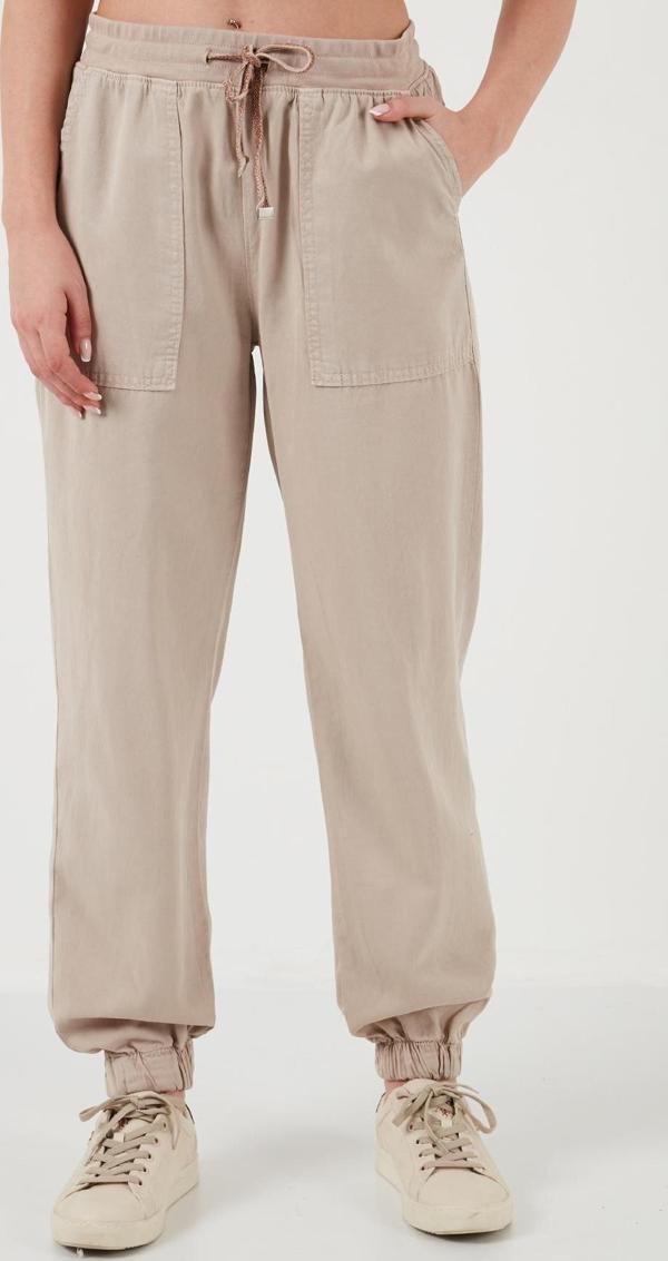 Lela Regular Fit Yüksek Bel Jogger Spor Bayan Pantolon 668YP5039 TAŞ - Image 1