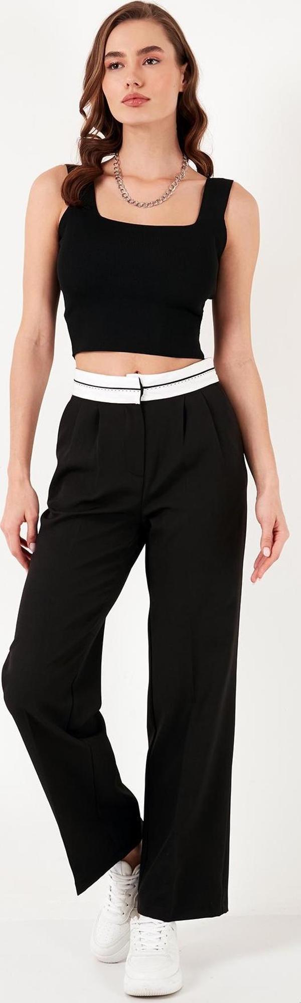 Lela Yüksek Bel Regular Fit Geniş Paça Bayan Pantolon 611PL061 SİYAH - Image 1