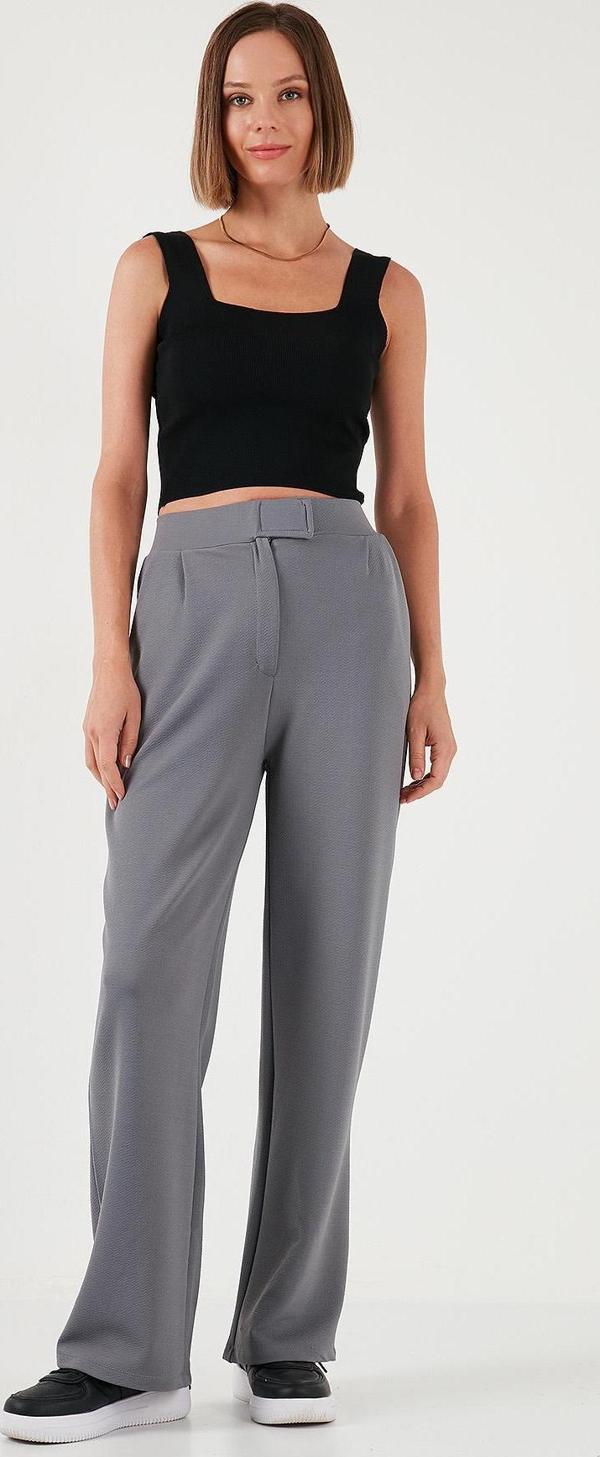 Lela Regular Fit Yüksek Bel Bol Paça Bayan Pantolon 5861279 GRİ - Image 1