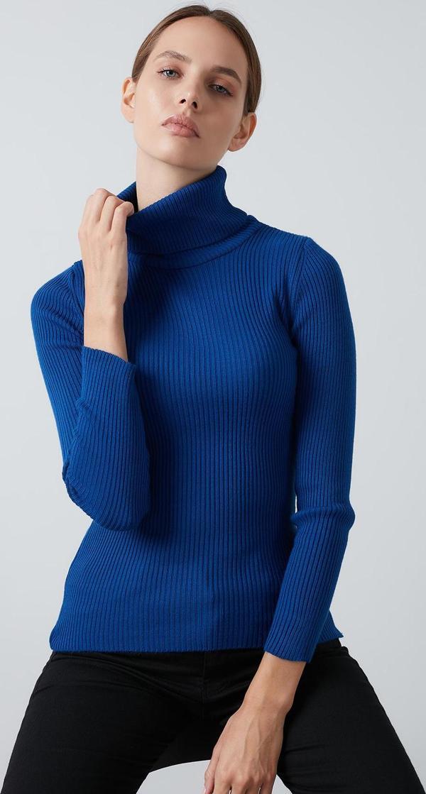 Lela Fitilli Regular Fit Balıkçı Yaka Soft Akrilik Bayan Kazak 4614102 SAKS - Image 1