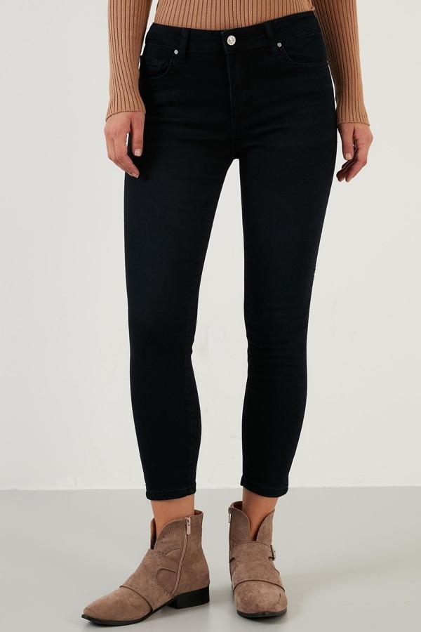Lela Pamuklu Slim Fit Yüksel Bel Dar Paça Jeans Bayan Kot Pantolon 639CHEERY LACİVERT - Image 1