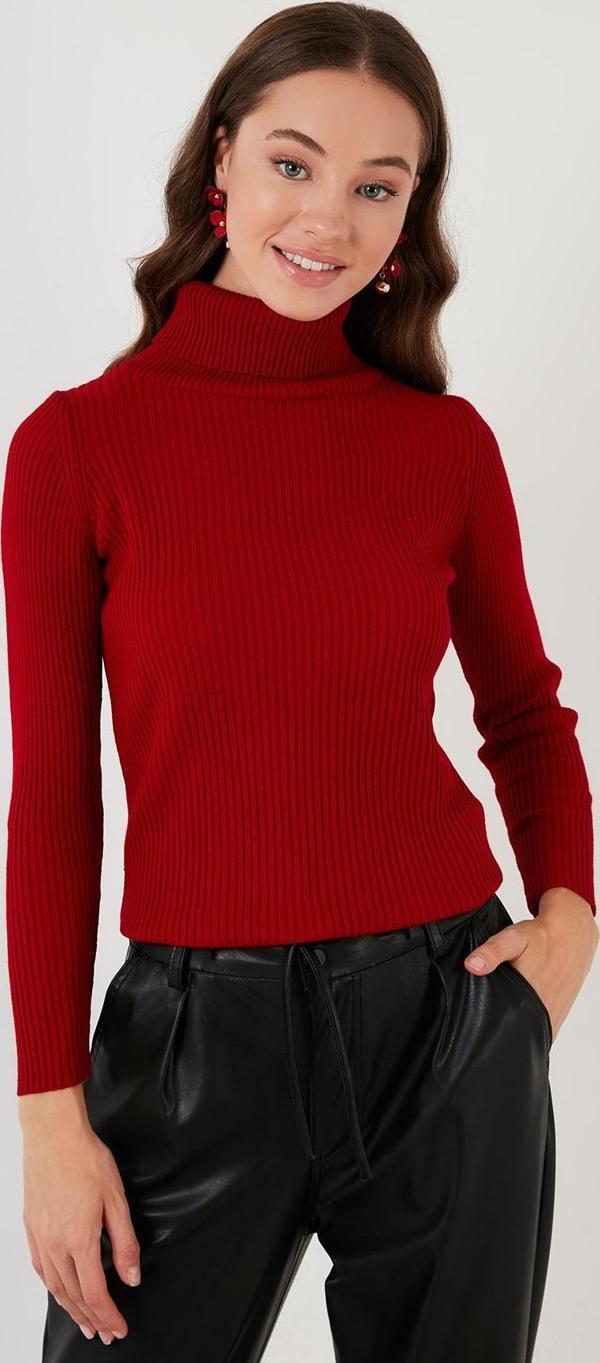Lela Fitilli Regular Fit Balıkçı Yaka Soft Akrilik Bayan Kazak 4614102 KIRMIZI - Image 1