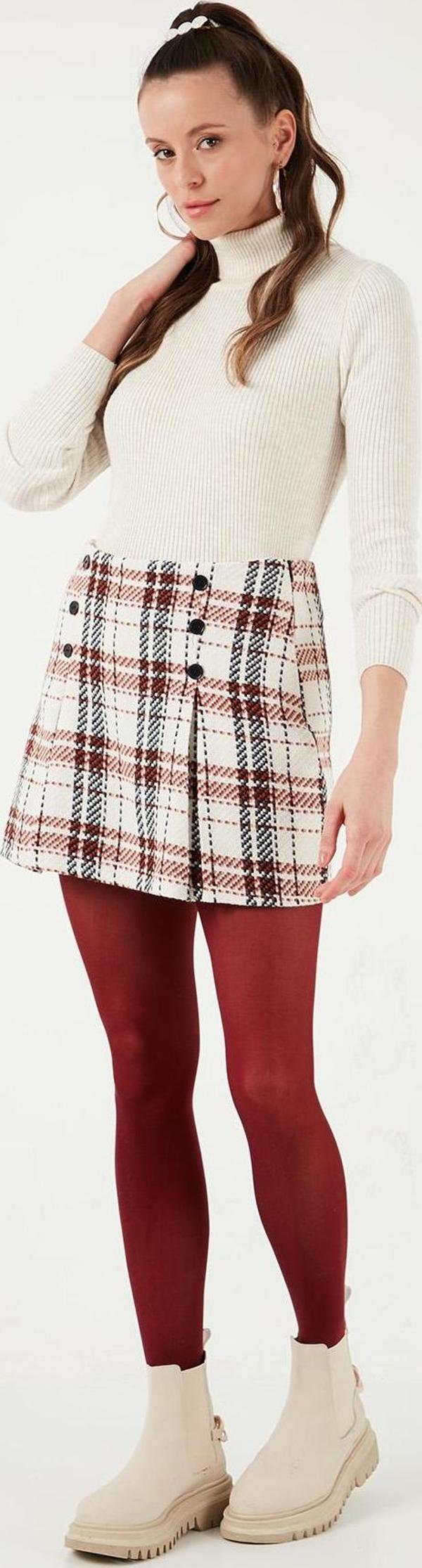 Lela Regular Fit Kışlık Tüvit Mini Bayan Şort Etek 611ET0020 KİREMİT - Image 1