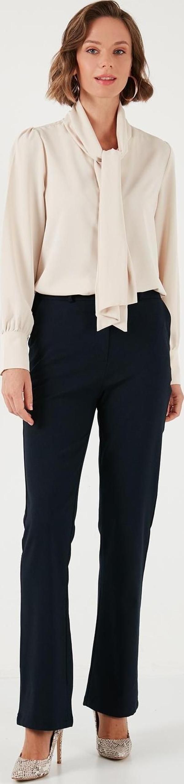 Lela Yüksek Bel Regular Fit Bol Paça Bayan Pantolon 611PL030W4 LACİVERT - Image 1