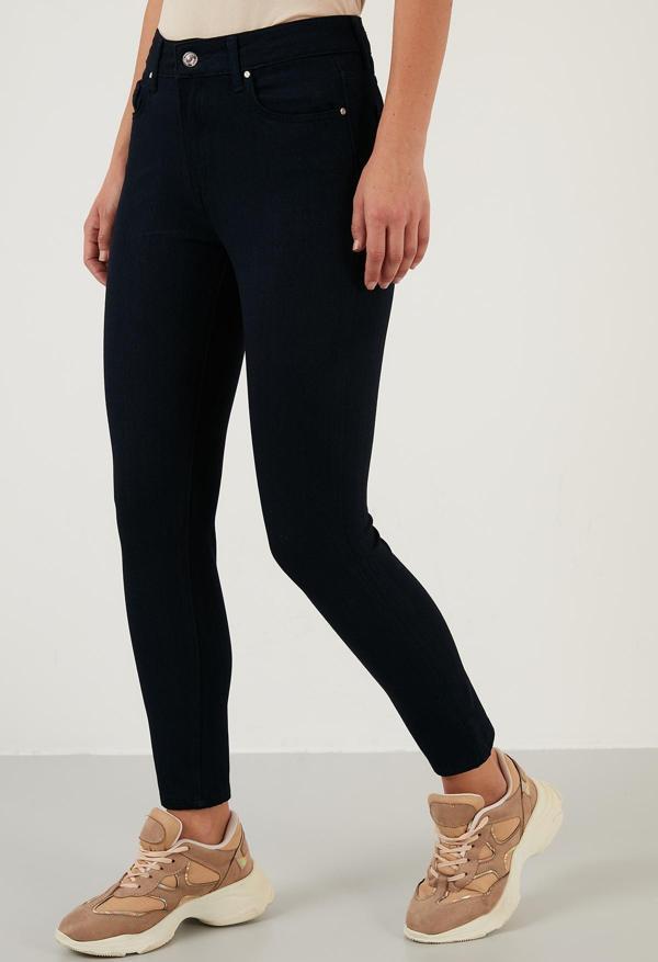 Lela Pamuklu Slim Fit Yüksel Bel Dar Paça Jeans Bayan Kot Pantolon 639CHEERY GECE MAVİ - Image 1