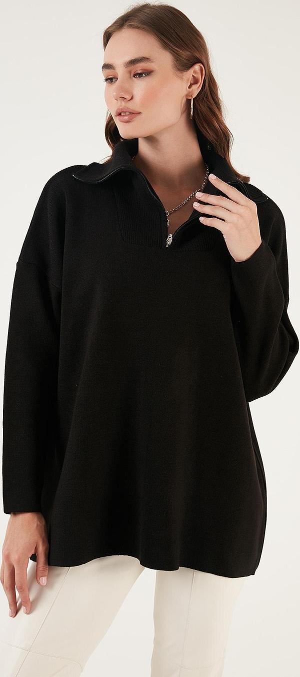 Lela Yarım Fermuarlı Onesize Triko Bayan Kazak 4616079Y SİYAH - Image 1