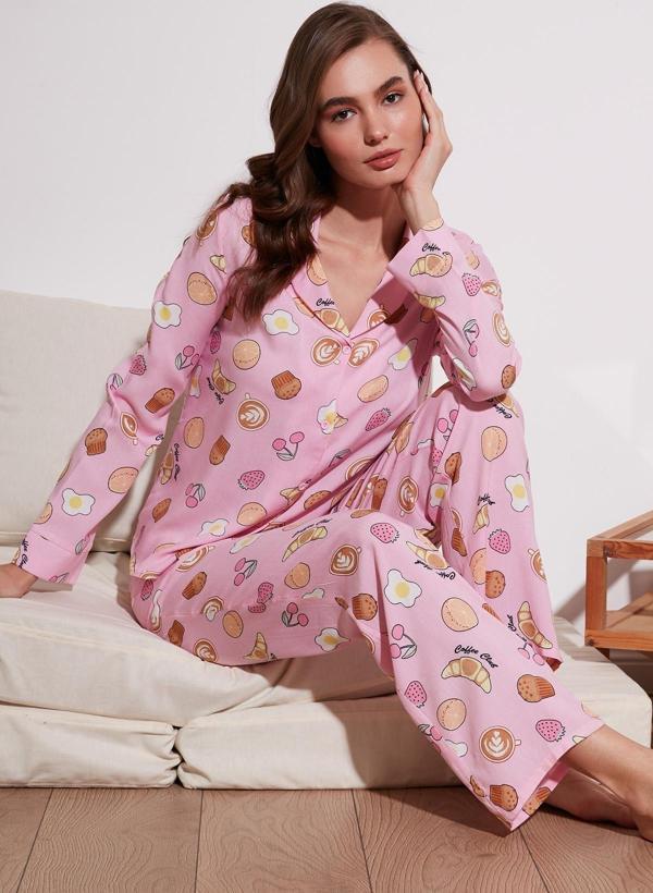Lela Reguar Fit Yumuşak Dokulu Bayan Pijama Takımı 611PT288Y PEMBE - Image 1