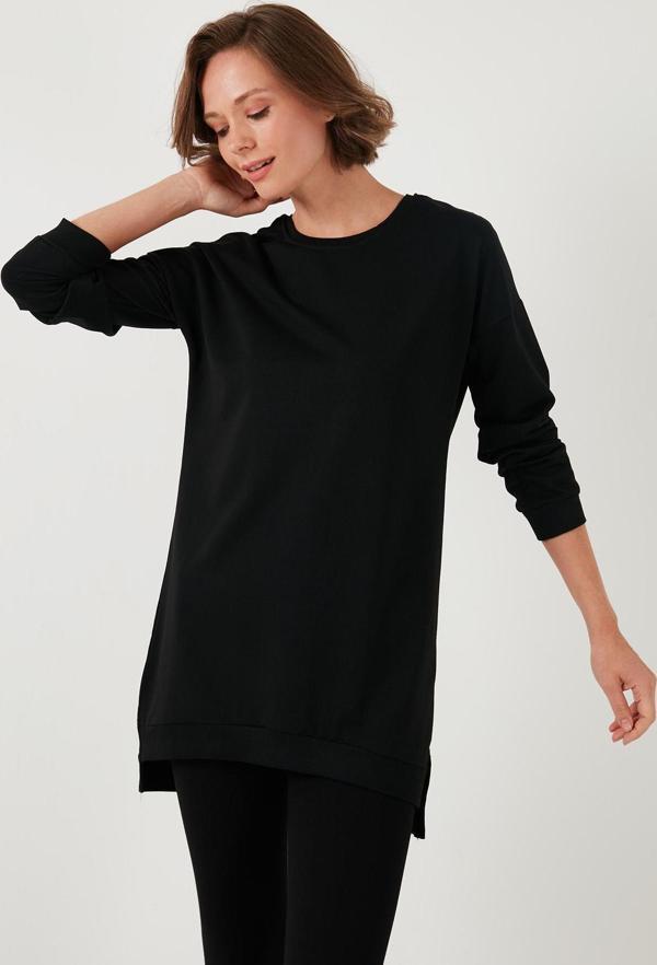 Lela Modest Pamuklu Bisiklet Yaka Oversize Fit Bayan Tunik 5864896 SİYAH - Image 1