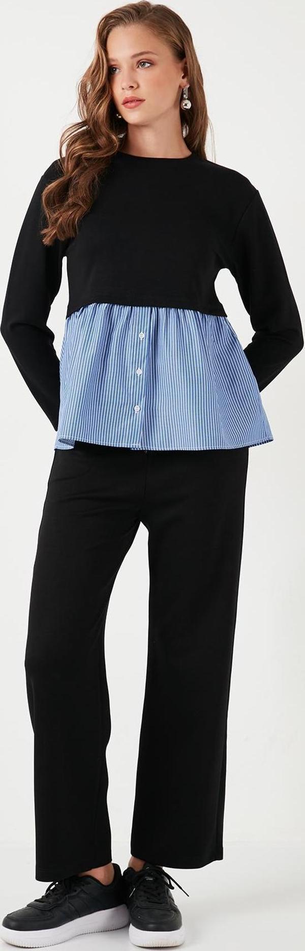 Lela Streç Bol Paça Regular Fit OYSHO Kumaş Bayan Eşofman Altı 5865881 SİYAH - Image 1