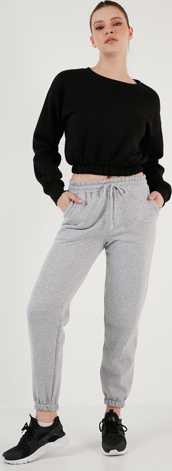 Lela Pamuklu Regular Fit Şardonlu Jogger Bayan Eşofman Altı 5864276K GRİ MELANJ - Image 1