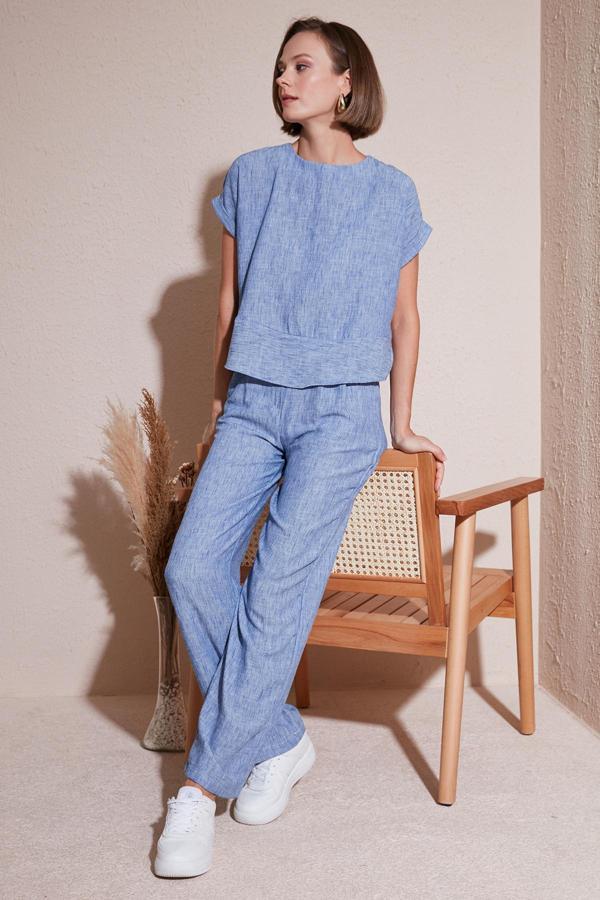 Lela Regular Fit Bol Paça Bayan Takım 67045982S4 İNDİGO - Image 1