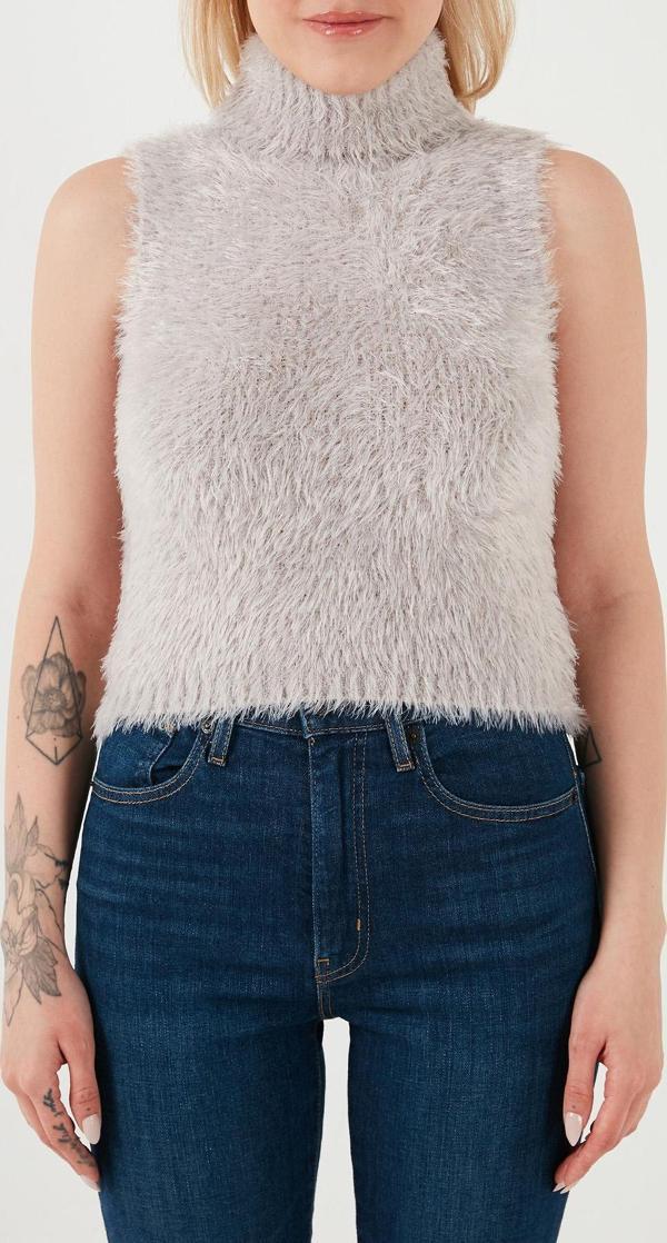 Lela Yumuşak Tüylü Slim Fit Balıkçı Yaka Crop Bayan Süveter 4615566 GRİ - Image 1