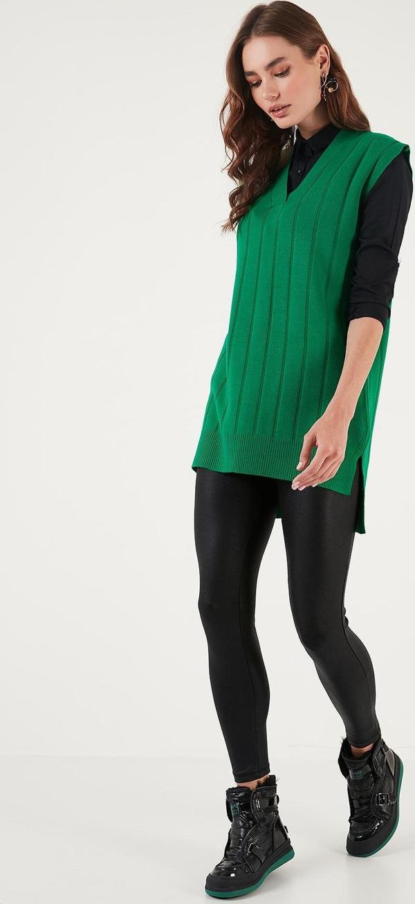 Lela V Yaka Arkası Uzun Triko Bayan Süveter 4616088Y BENETTON - Image 1