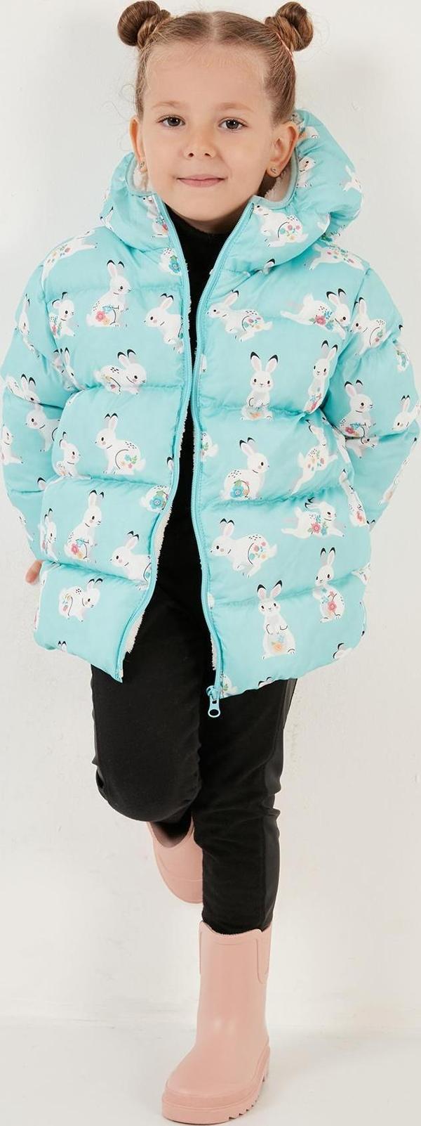 Lela Ekstra Dolgulu İçi Yumuşak Polarlı Kapüşonlu Şişme Kız Çocuk Mont 5763007 MİNT - Image 1