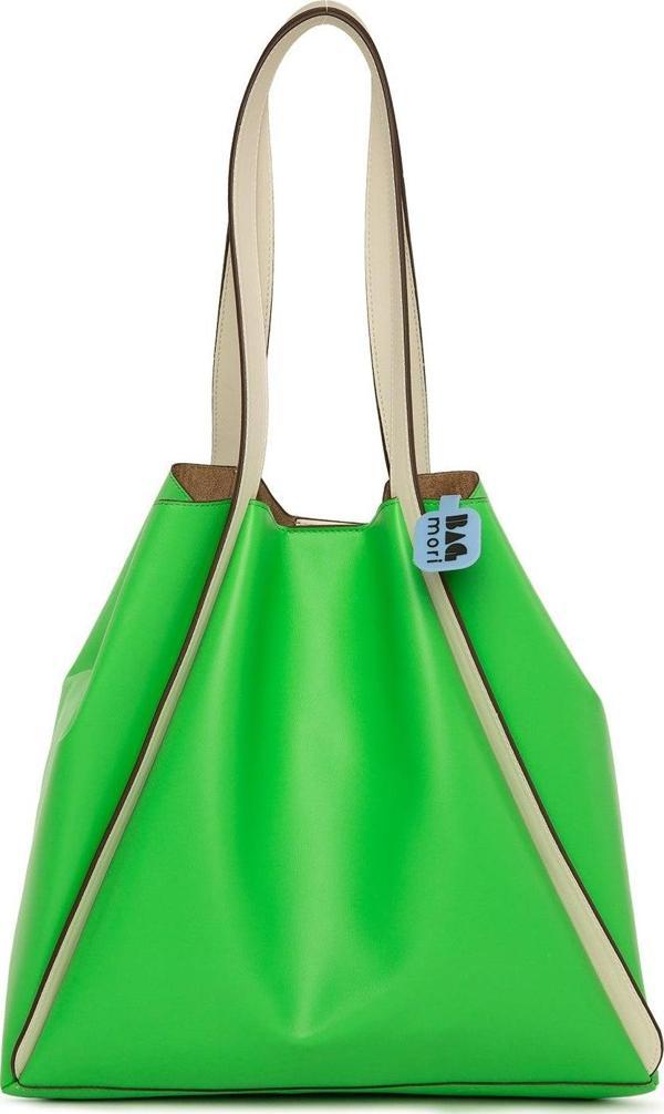 Bagmori Askı Şeritli Büyük Tote Çanta Yeşil - Image 1
