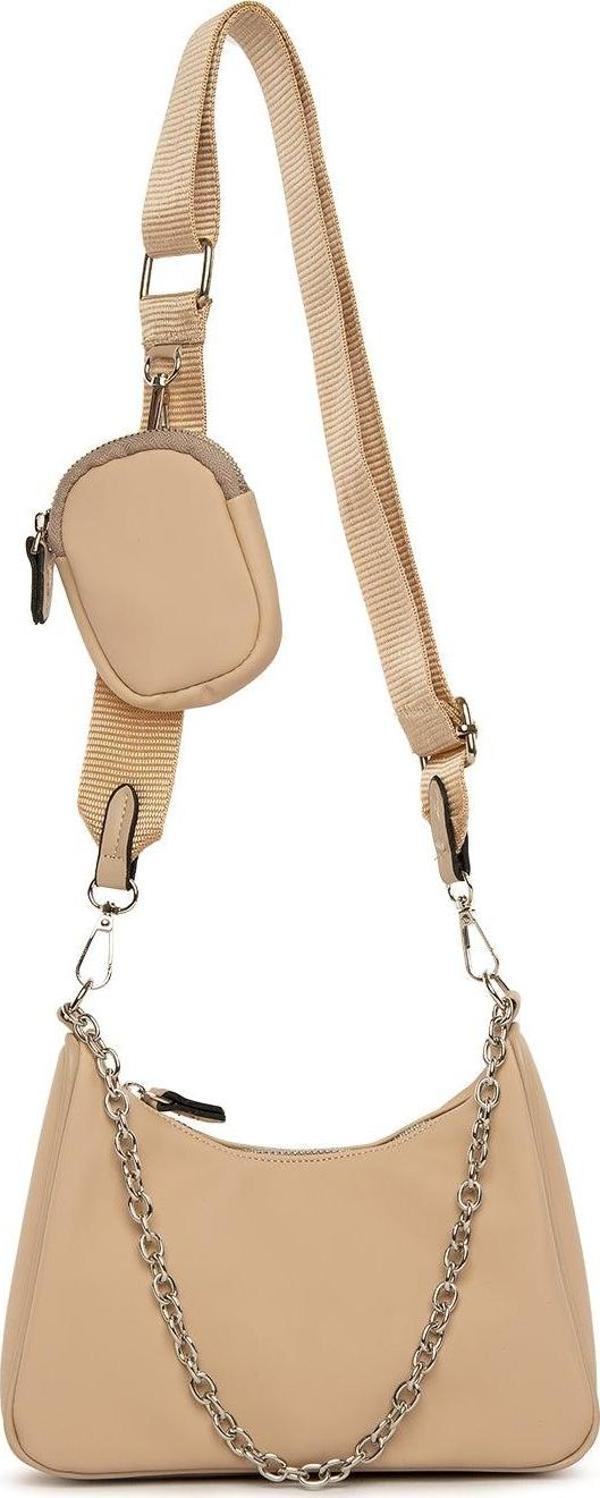 Bagmori Cüzdan Aksesuarlı Mini Askılı Çanta Vizon - Image 1