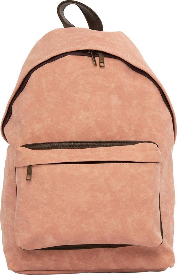 Bagmori Deri Askılı Nubuk Sırt Çantası Pudra - Image 1