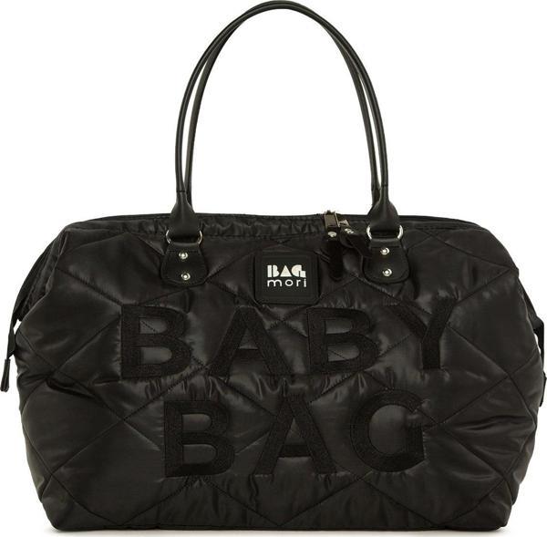 Bagmori Baby Bag Nakışlı Puf Şişme Anne Bebek Bakım Çanta Siyah - Image 1