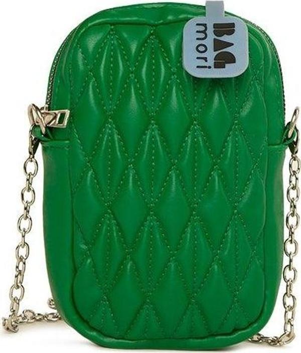Bagmori Büzgü Nakışlı Telefonluk Çantası Yeşil - Image 1