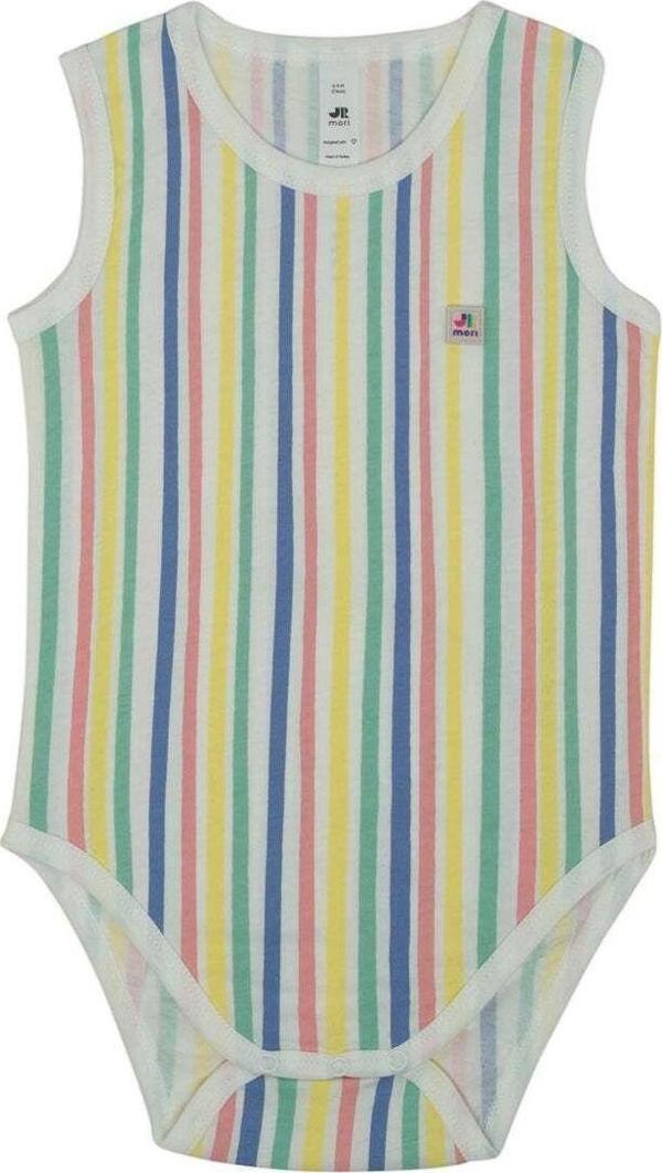 Jrmori Çizgi Baskılı Kolsuz Body Beyaz - Image 1