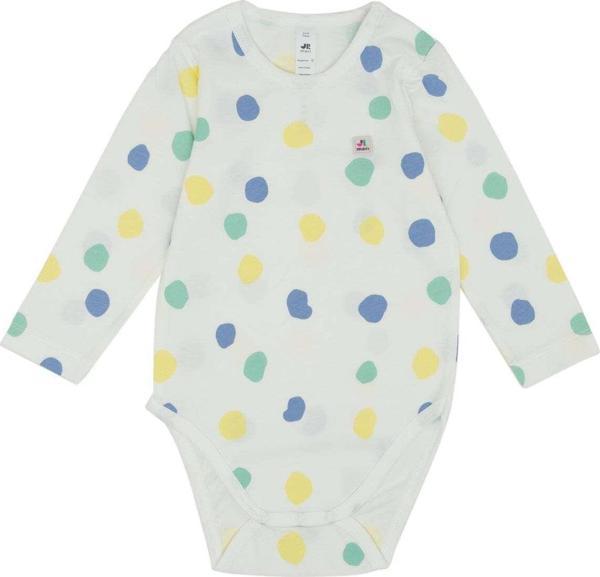 Jrmori Puantiye Baskılı Omuz Çıtçıtlı Uzun Kollu Body Beyaz - Image 1