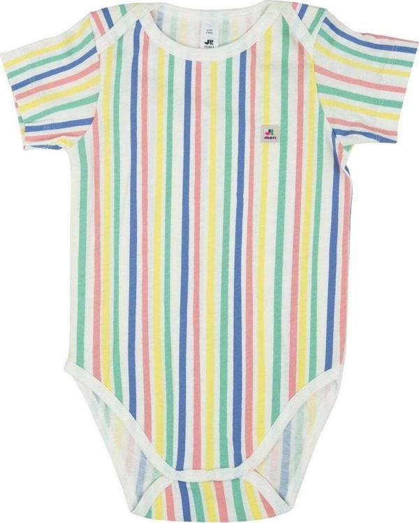 Jrmori Çizgi Baskılı Kısa Kollu Body Beyaz - Image 1