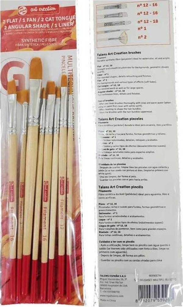 Talens Art Creation Multi Teknik Fırça Seti 8'li Set - G / RT9099007M - Image 1