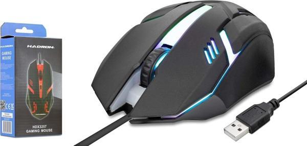 Hadron HDX3257 1600dpi Ledli 1.40mt USB Kablolu Oyuncu Mouse - Siyah - Image 1