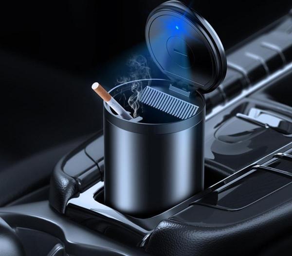Coofbe Premium Car Ashtray Led Işıklı Alüminyum Taşınabilir Kapaklı Araba Küllük Kül Tablası Kokusuz - Image 1